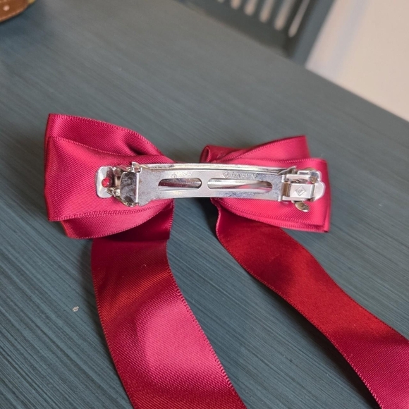 Elegant Red Satin Hair Bow Barrette Clip - Picture 6 of 6
